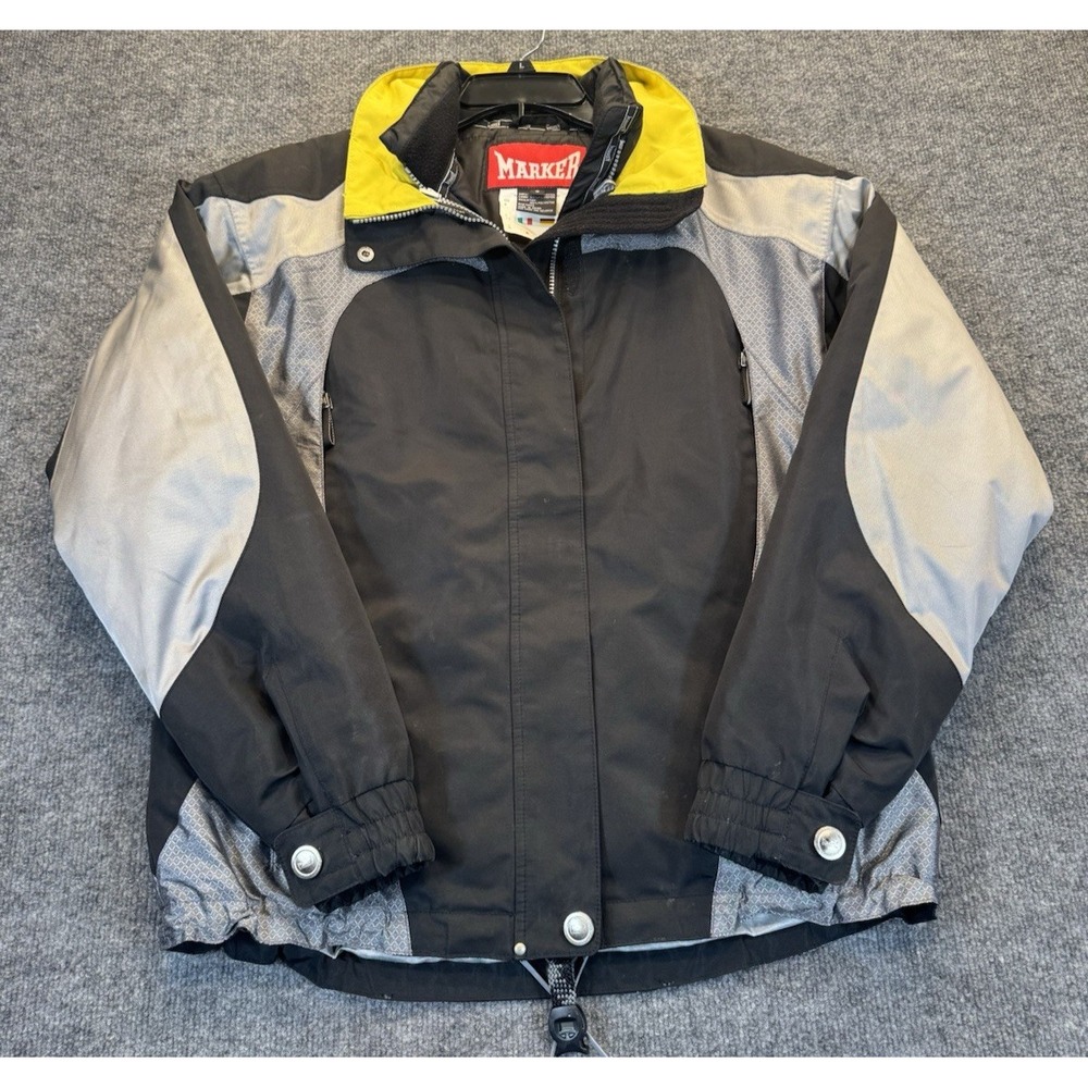 Marker Women's 3-in-1 Ski Jacket Size 8 Black Gray Yellow Waterproof Snowboard
